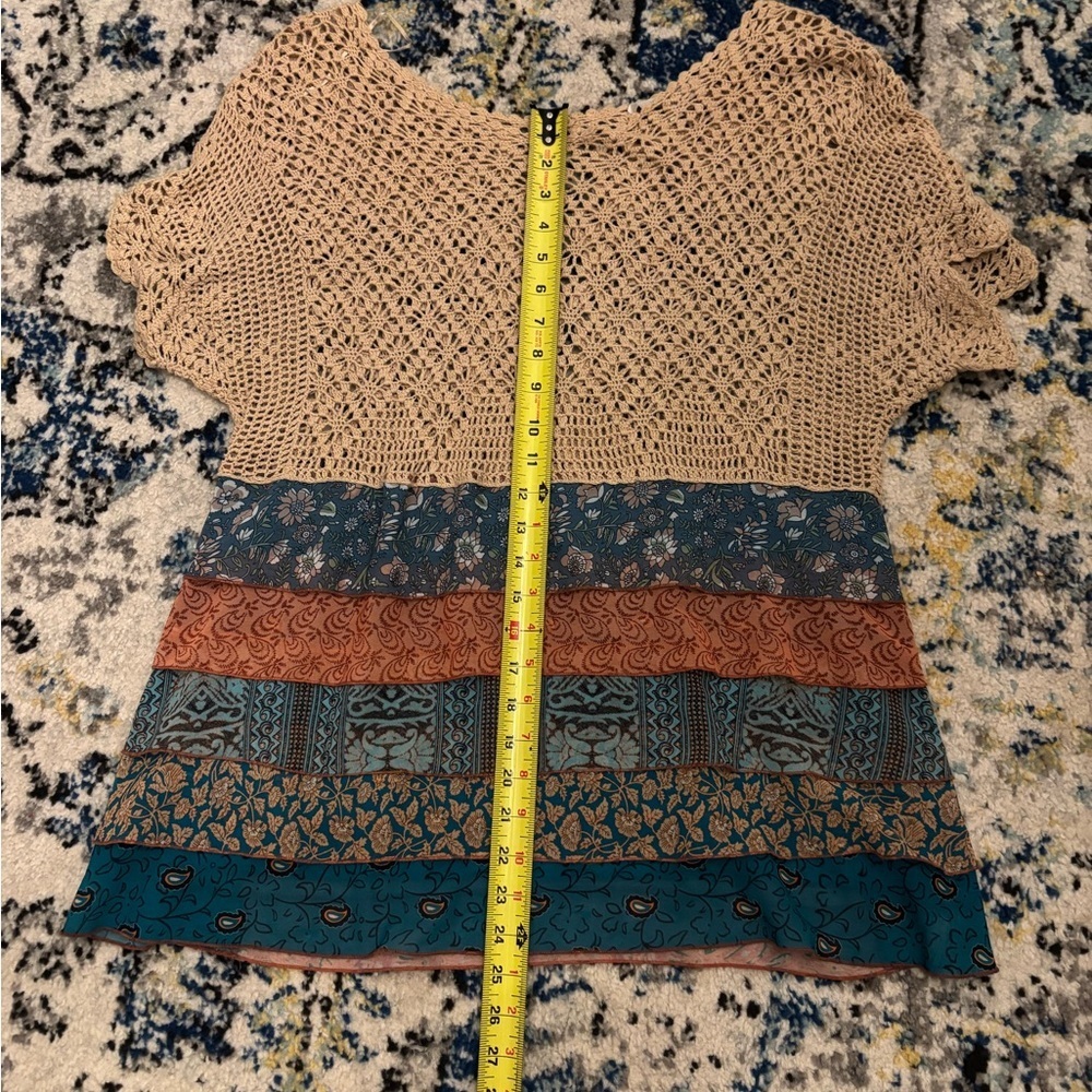 John Mark Tan Crochet and Multicolor Layered Tunic - Picture 7 of 7